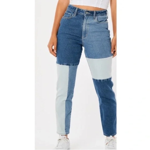 *HOLLISTER* Junior's Patchwork Denim Jeans Size 3 - Picture 5 of 13